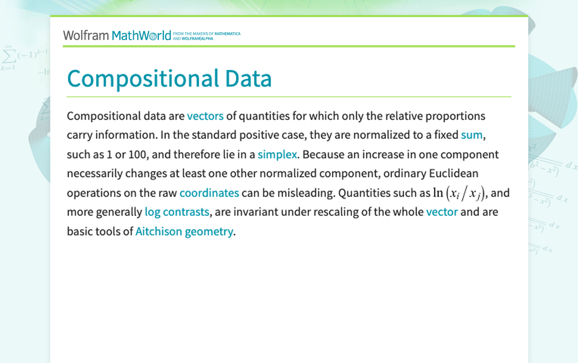 Compositional Data -- from Wolfram MathWorld