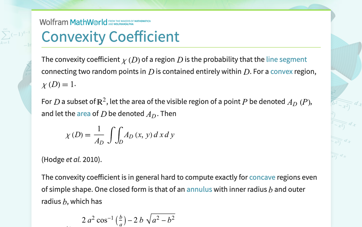Convexity Coefficient -- from Wolfram MathWorld