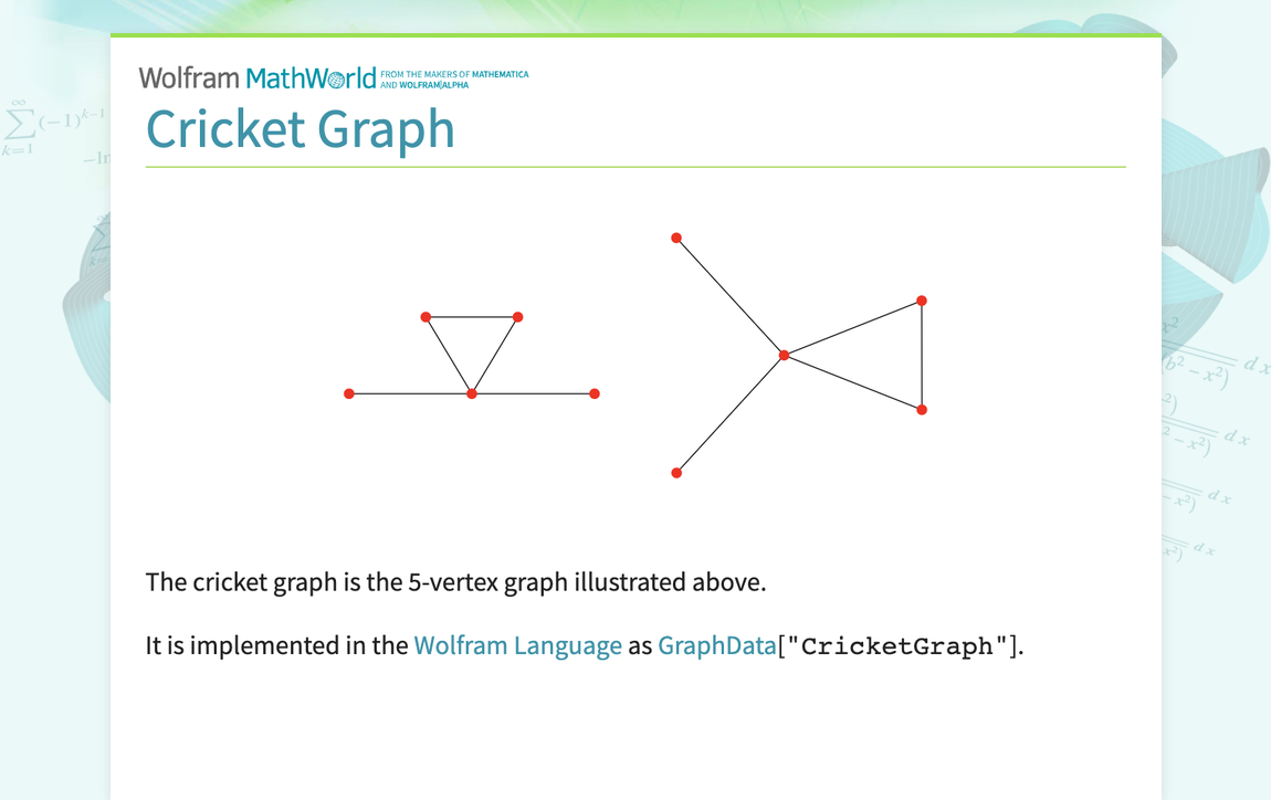 Cricket Graph -- from Wolfram MathWorld