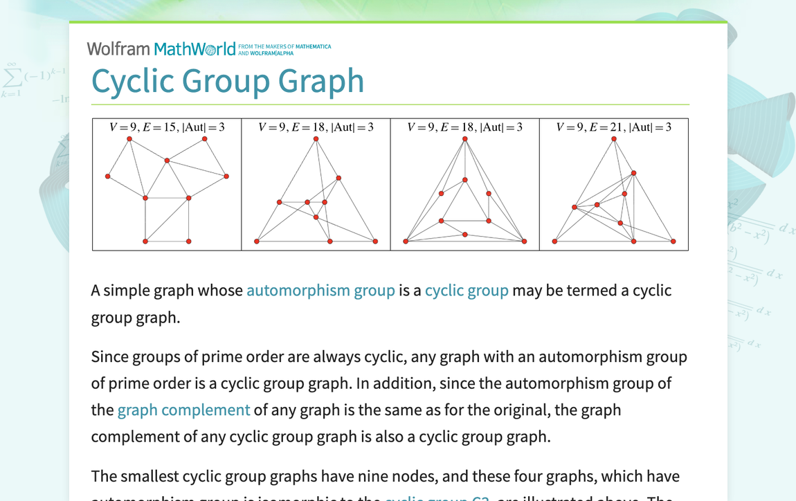 Cyclic Group Graph -- from Wolfram MathWorld