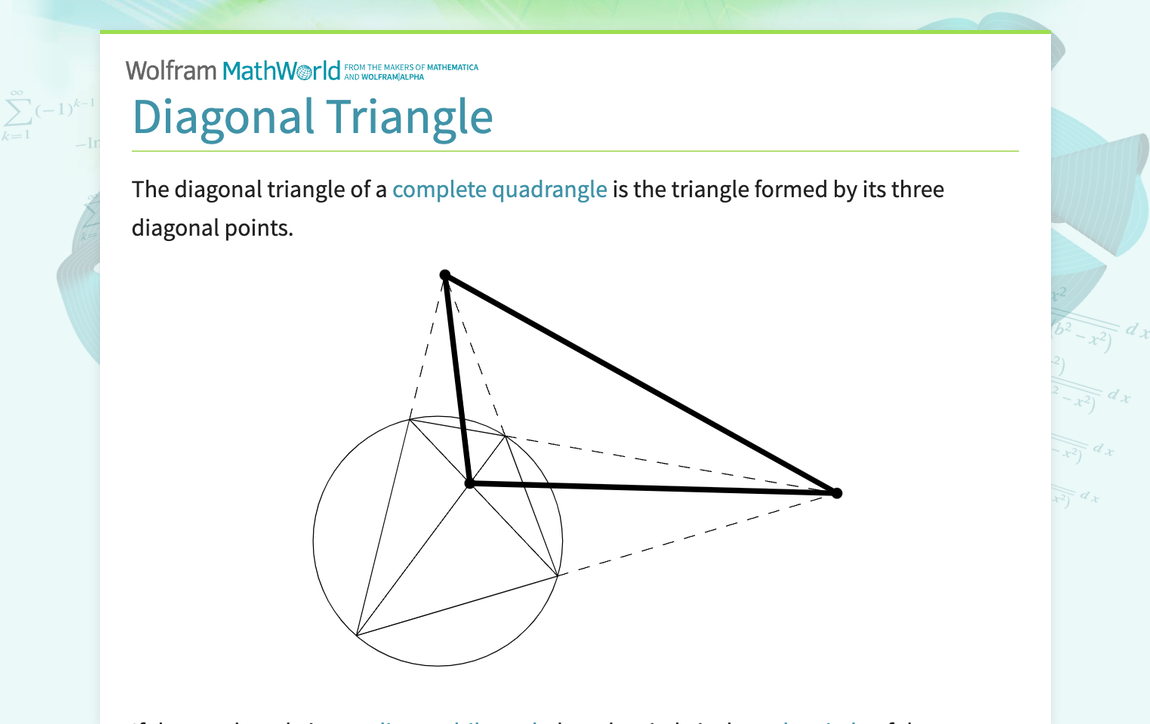 Diagonal Triangle -- from Wolfram MathWorld