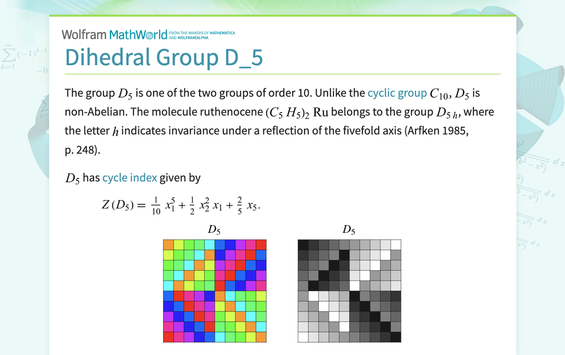 Dihedral Group D_5 -- from Wolfram MathWorld