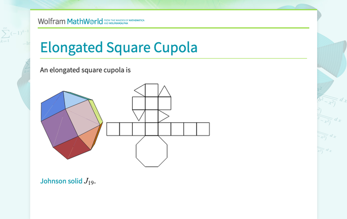 Elongated Square Cupola -- from Wolfram MathWorld