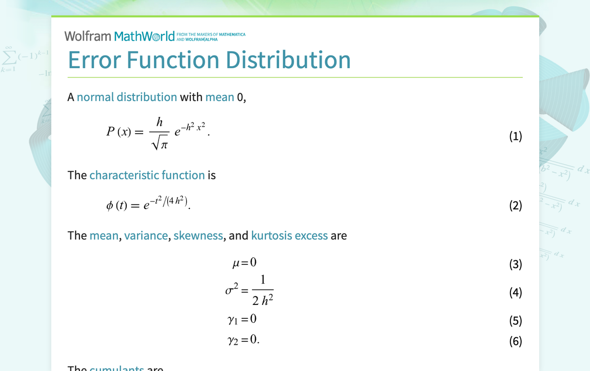 Error Function Distribution -- from Wolfram MathWorld