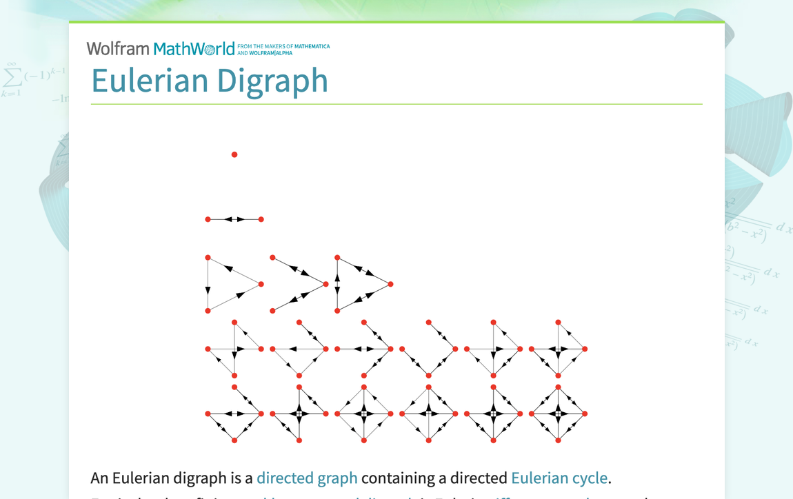 Eulerian Digraph -- from Wolfram MathWorld