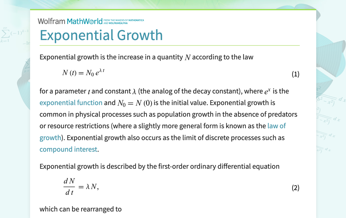 Which Of The Following Statements About Exponential Growth Is True Exponential Growth -- from Wolfram MathWorld