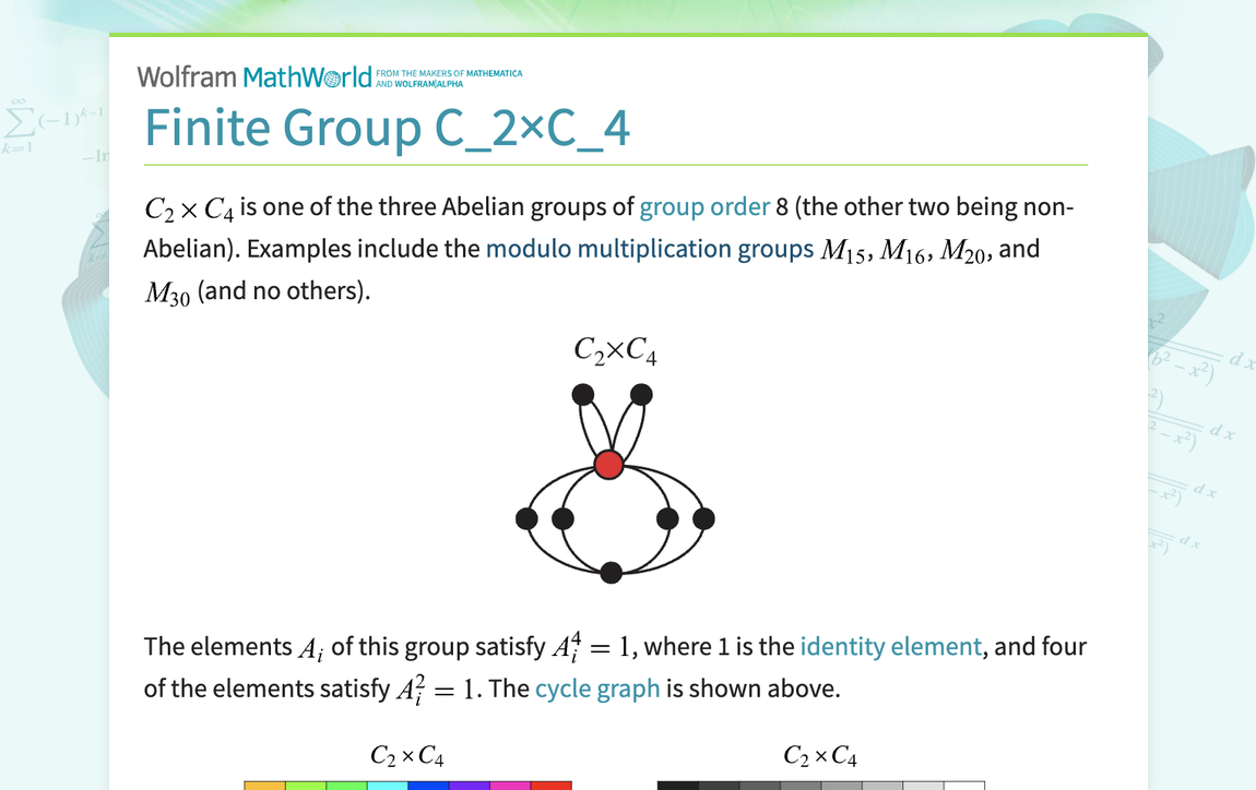 Finite Group C_2×C_4 -- from Wolfram MathWorld
