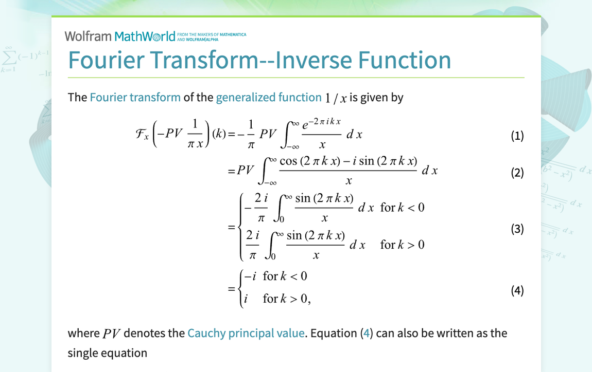 Fourier Transform And Inverse Fourier Transform