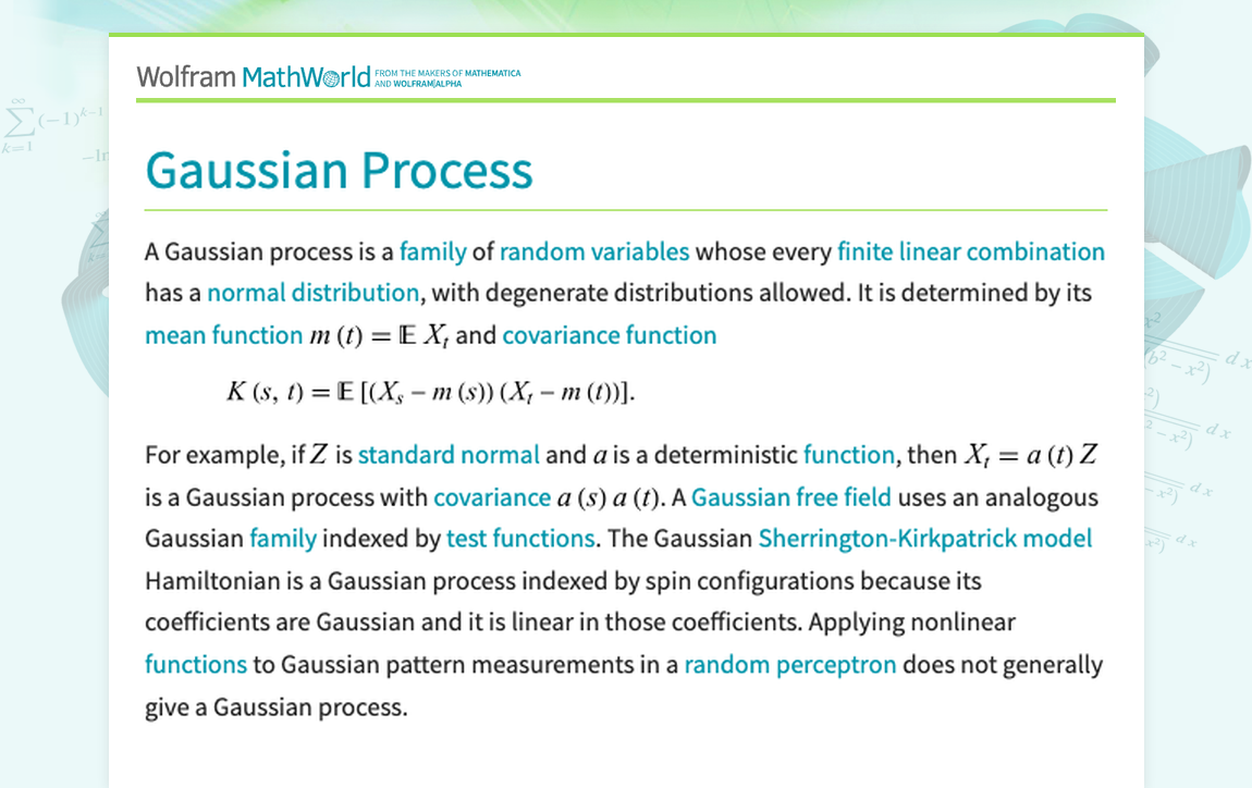 Gaussian Process -- from Wolfram MathWorld