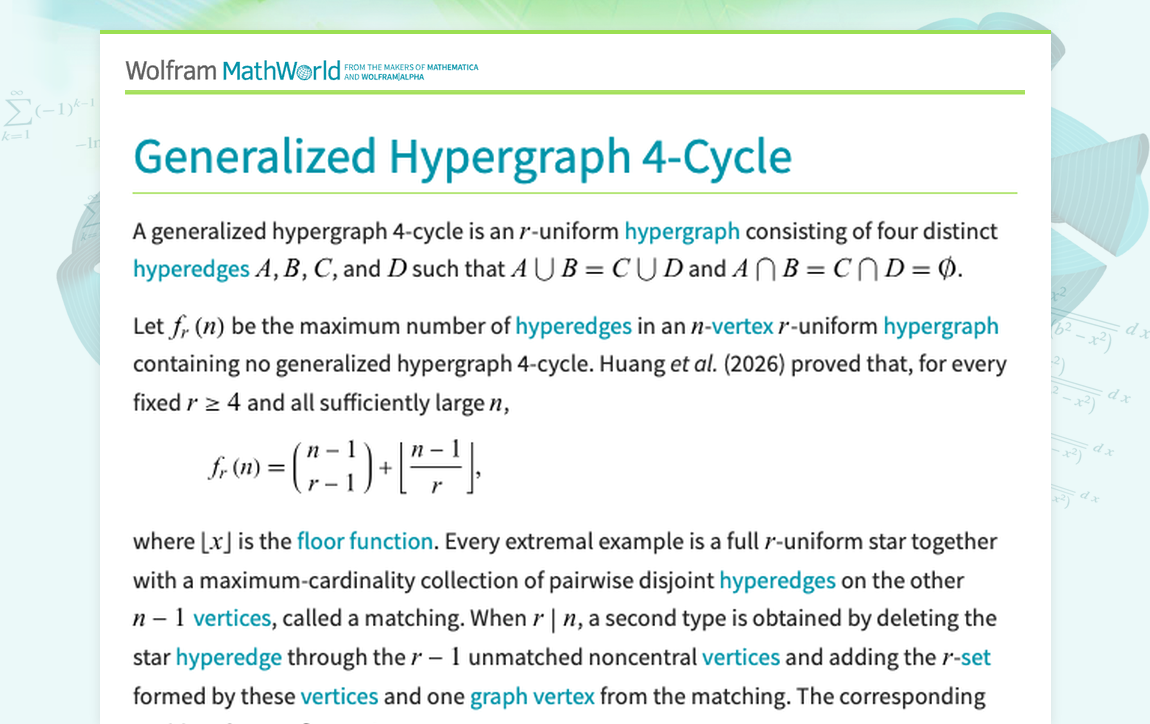 Generalized Hypergraph 4-Cycle -- from Wolfram MathWorld