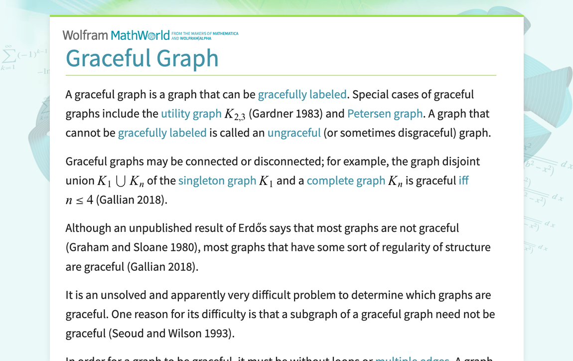 Graceful Graph -- from Wolfram MathWorld