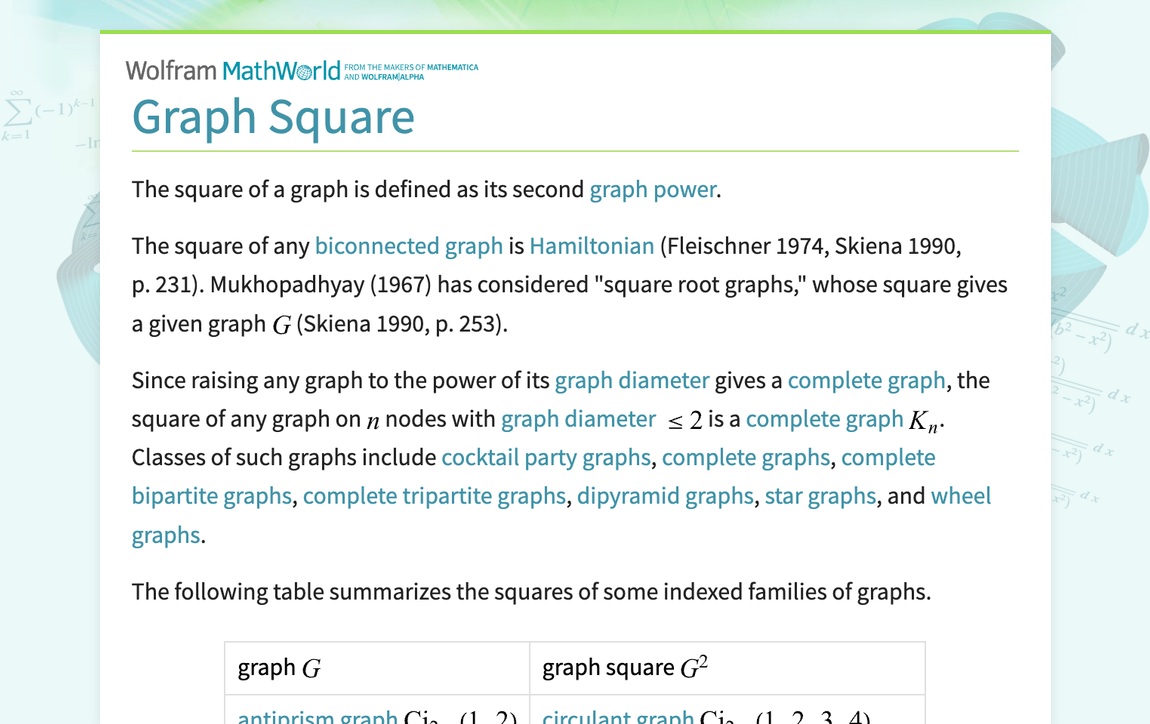 Graph Square -- from Wolfram MathWorld