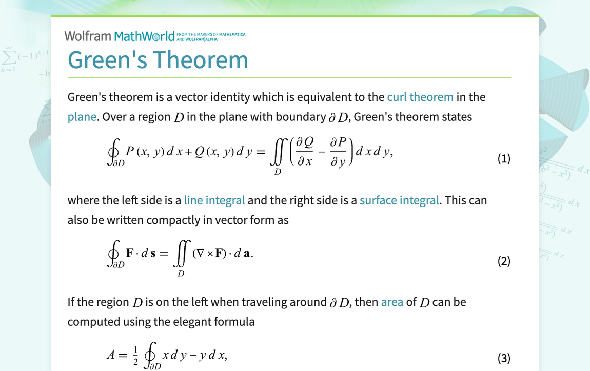 Green's Theorem -- from Wolfram MathWorld