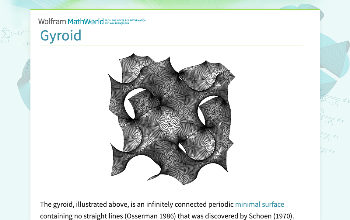 Gyroid from Wolfram MathWorld