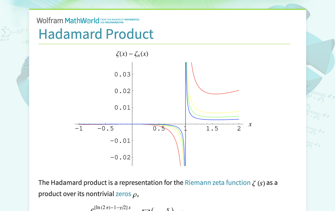 Hadamard Product -- from Wolfram MathWorld