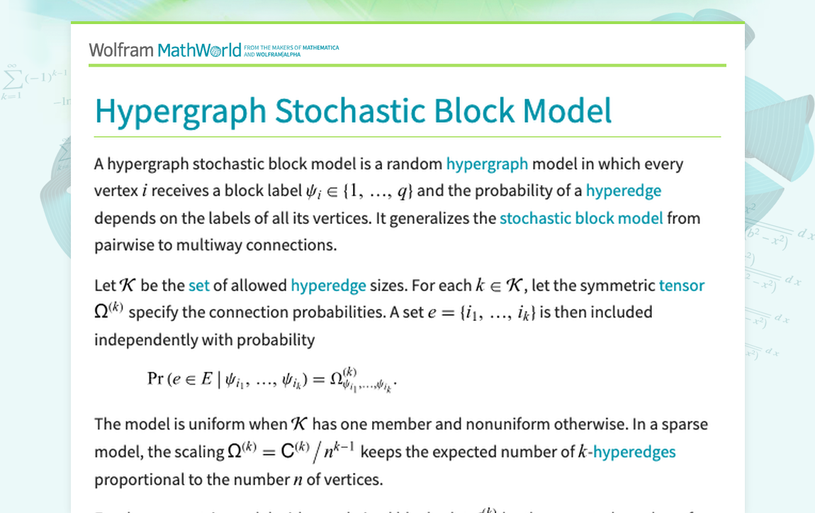 Hypergraph Stochastic Block Model -- from Wolfram MathWorld