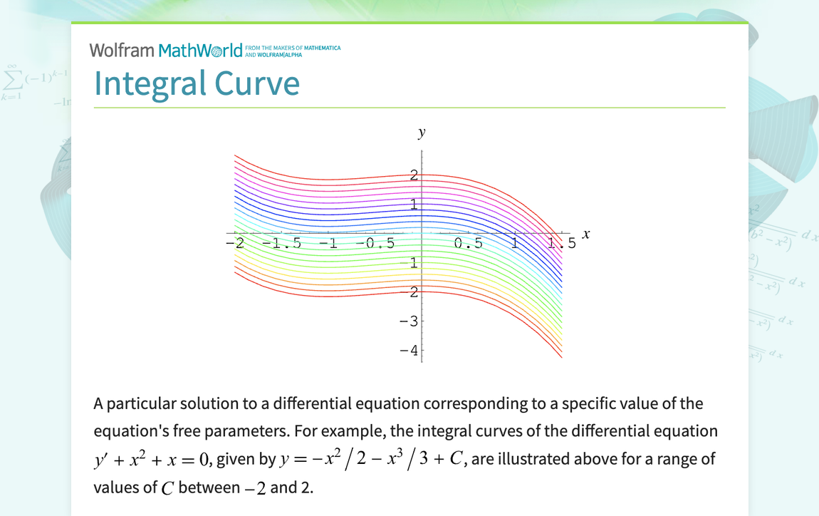 Integral Curve -- from Wolfram MathWorld
