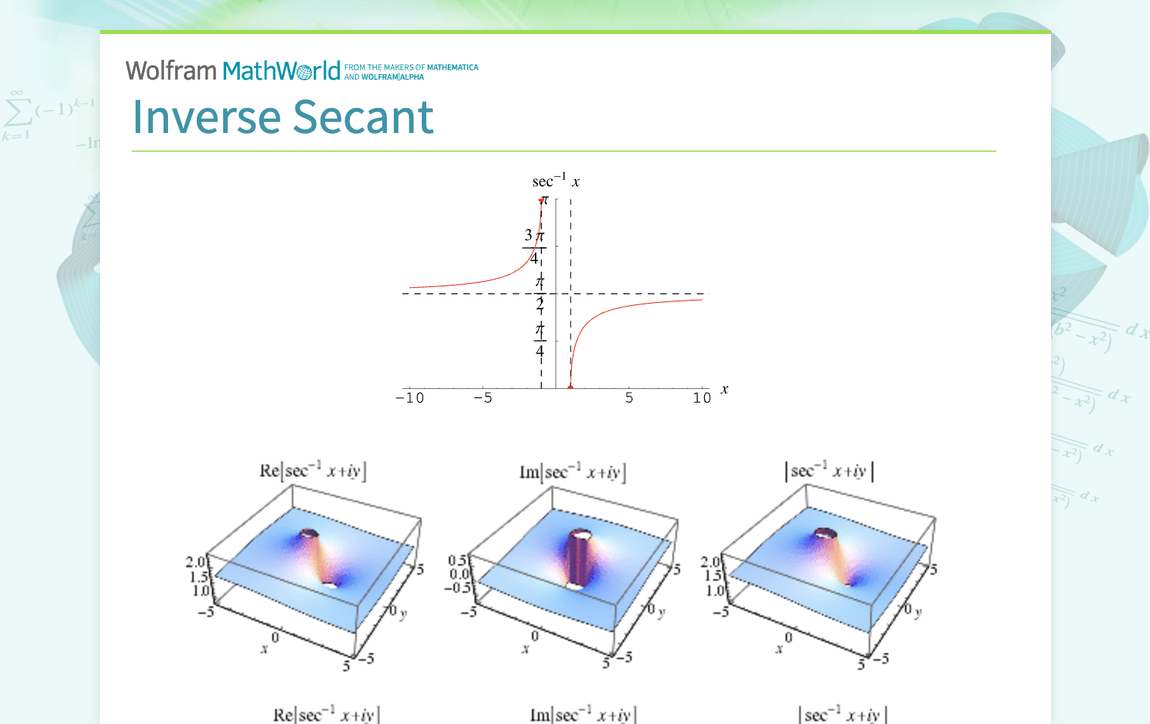 inverse of secant theta