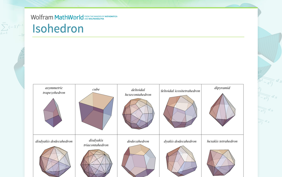 Isohedron -- from Wolfram MathWorld