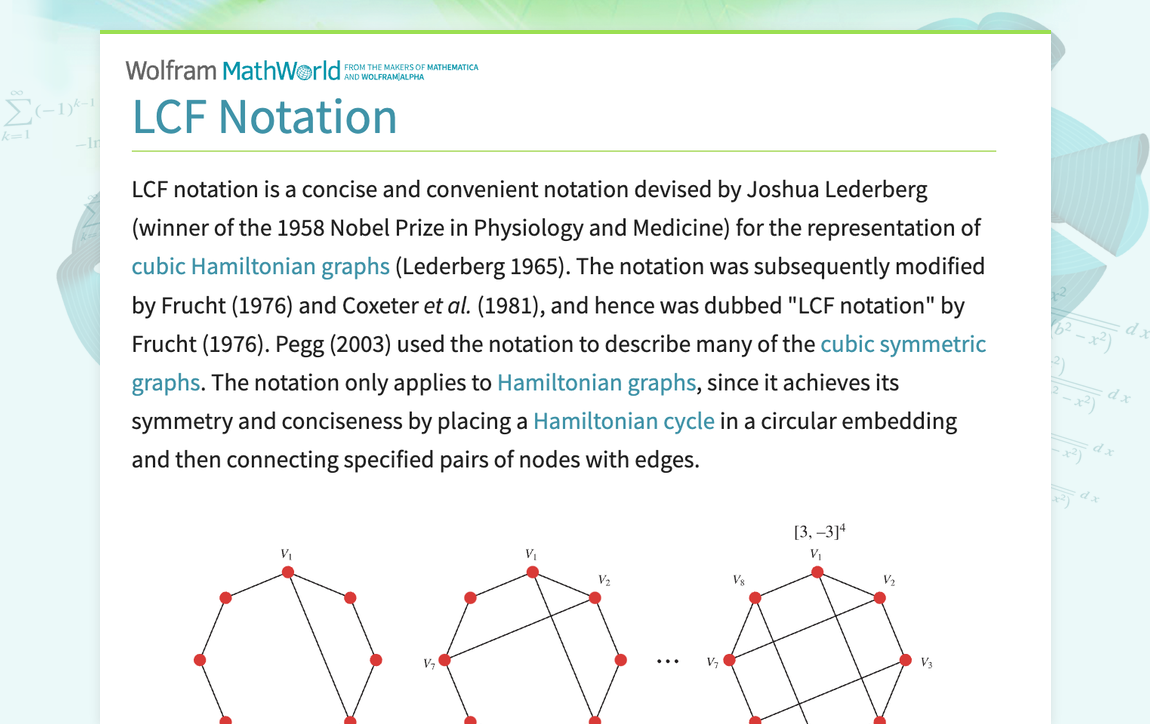 LCF Notation -- from Wolfram MathWorld