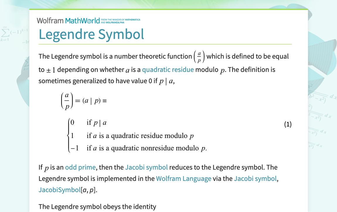 Legendre symbol calculator hotsell