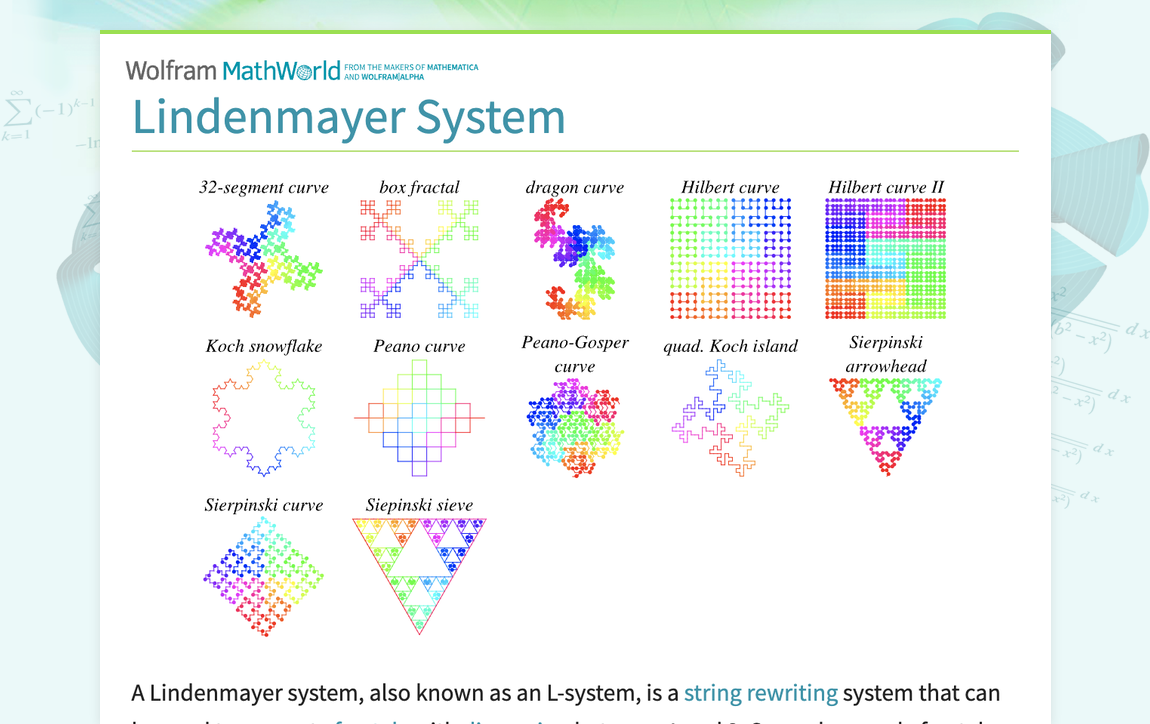 Lindenmayer System -- from Wolfram MathWorld