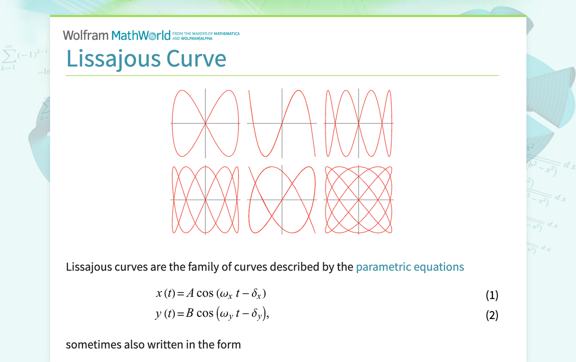 Lissajous Curve -- from Wolfram MathWorld
