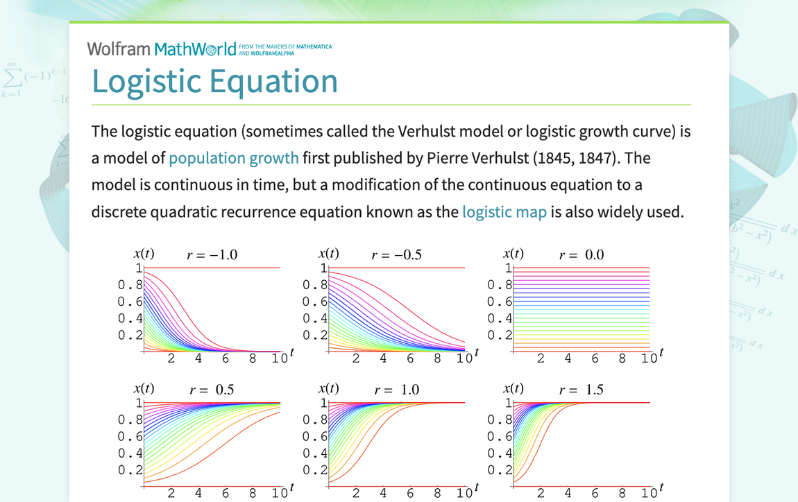 Logistic Equation -- from Wolfram MathWorld