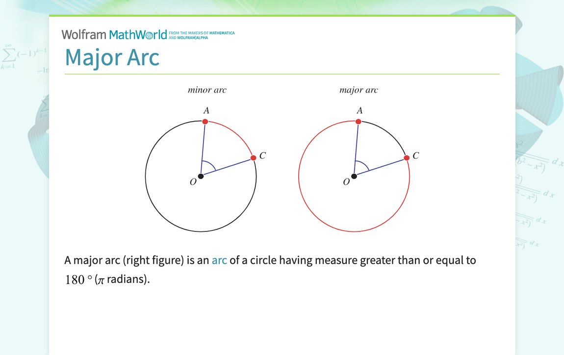 Major Arc -- from Wolfram MathWorld