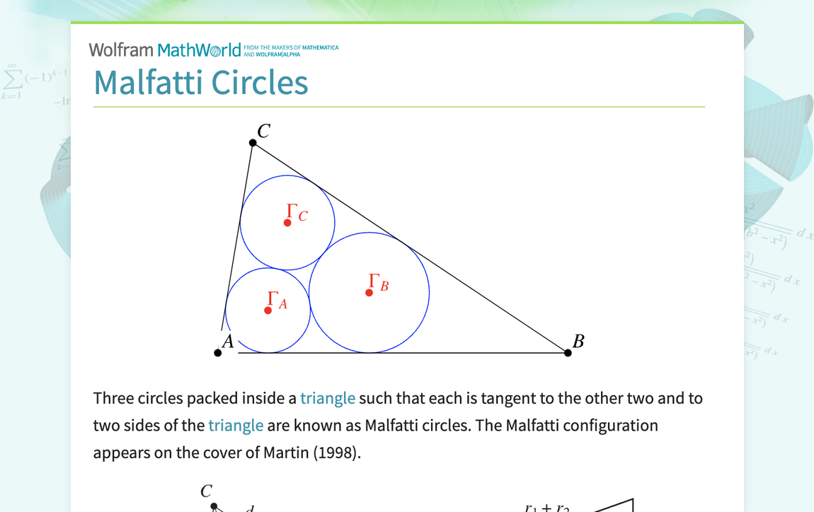 Malfatti Circles -- from Wolfram MathWorld