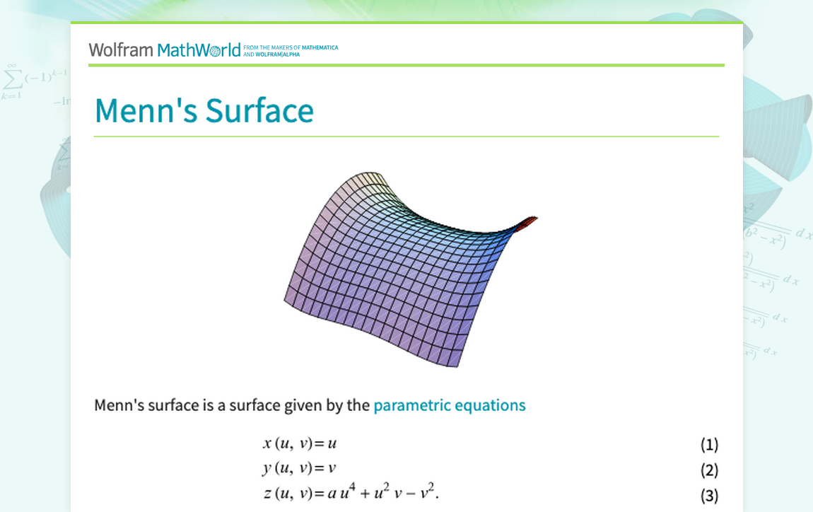 Menn's Surface -- from Wolfram MathWorld