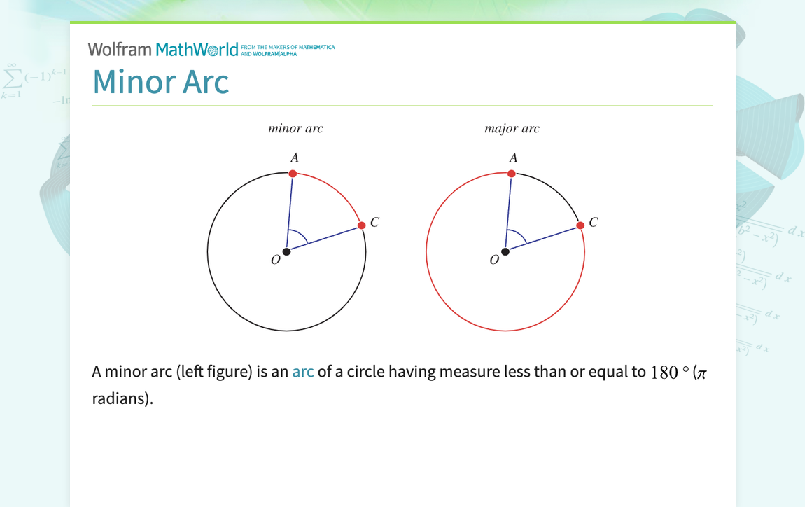 Minor Arc -- from Wolfram MathWorld