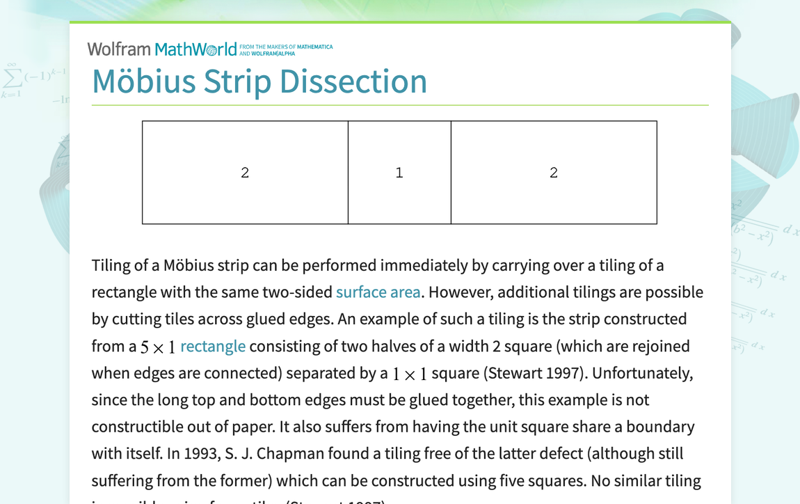 Möbius Strip Dissection -- from Wolfram MathWorld