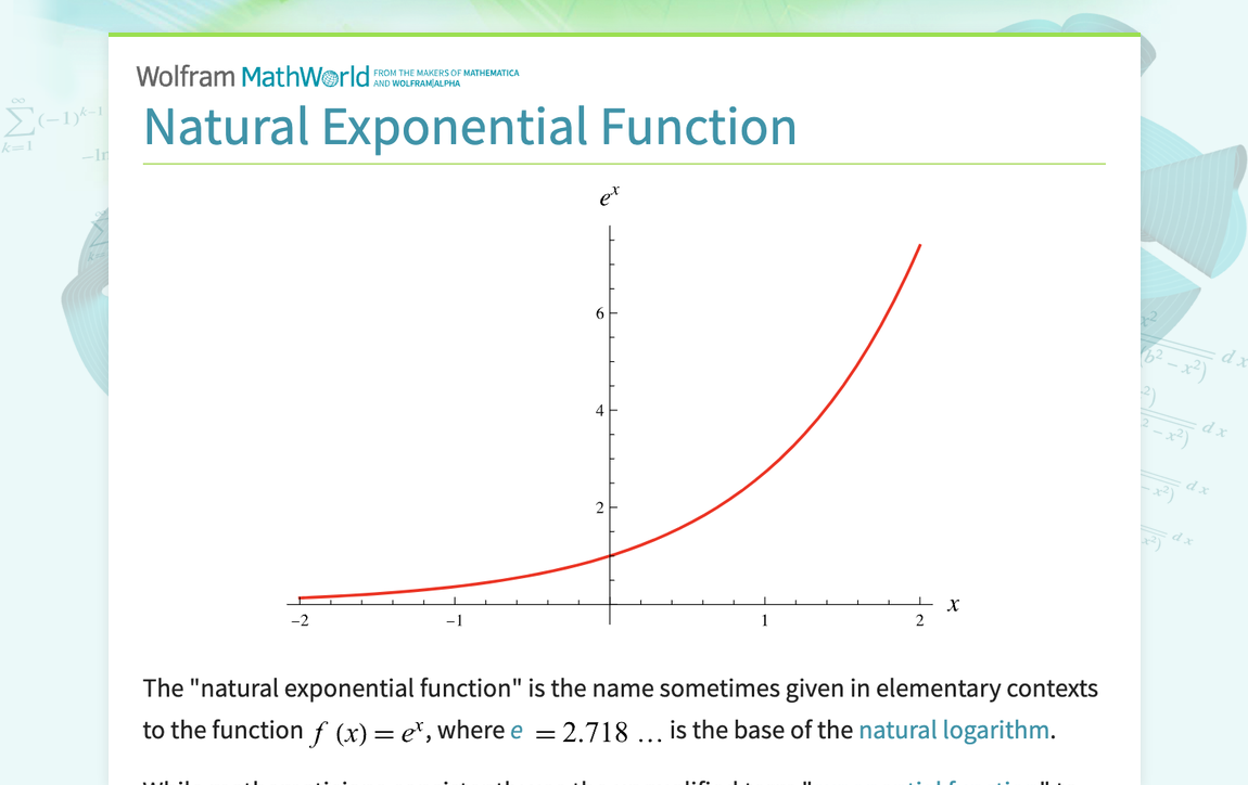 Natural Exponential Function -- from Wolfram MathWorld