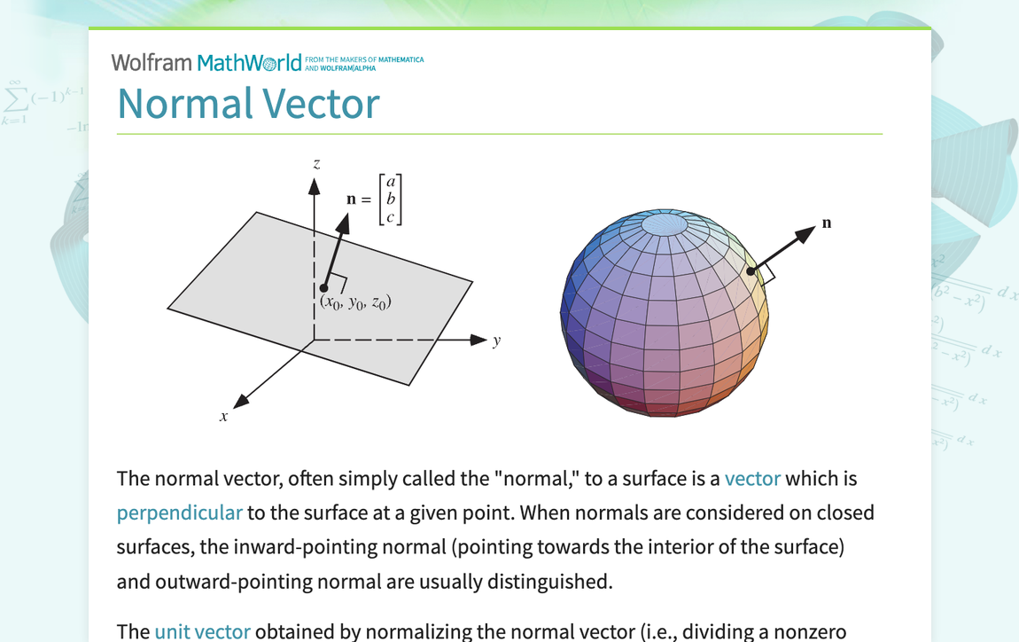 Normal Vector -- from Wolfram MathWorld