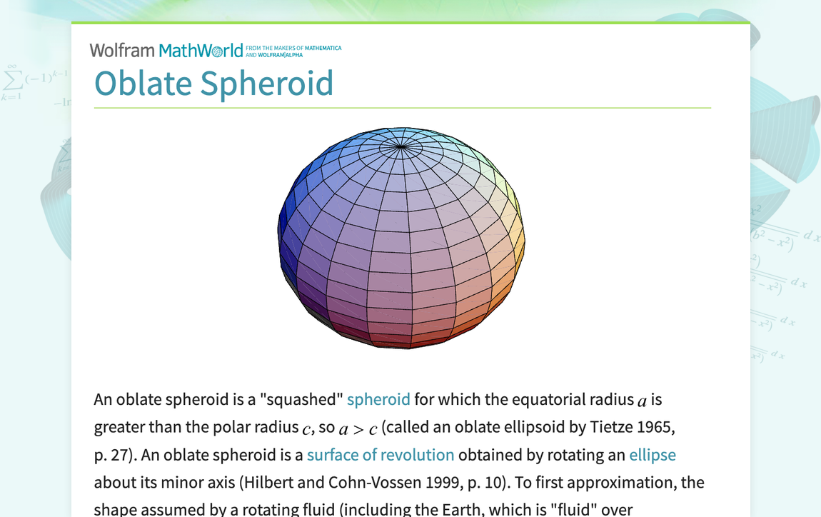 Oblate Spheroid -- from Wolfram MathWorld