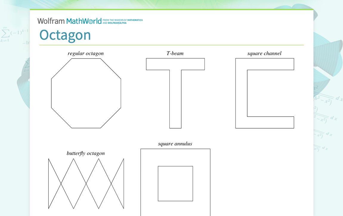 Octagon -- from Wolfram MathWorld