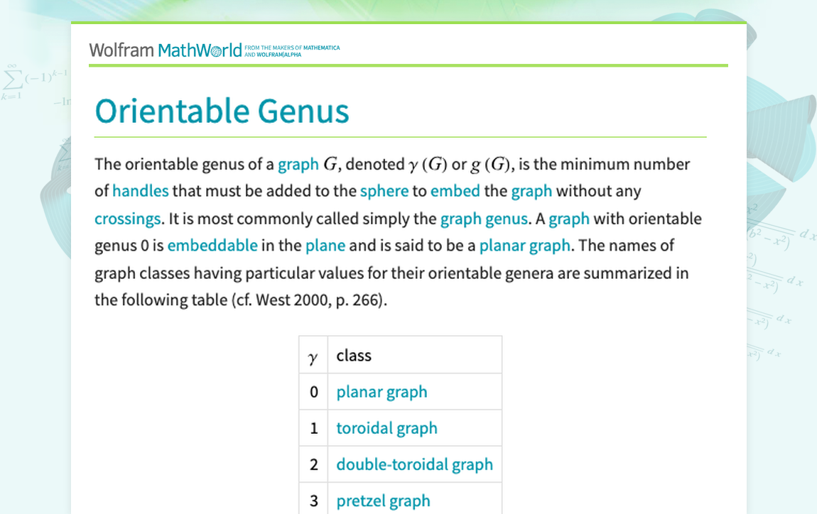 Orientable Genus -- from Wolfram MathWorld