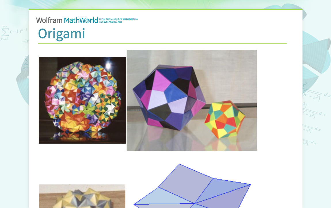Origami -- from Wolfram MathWorld