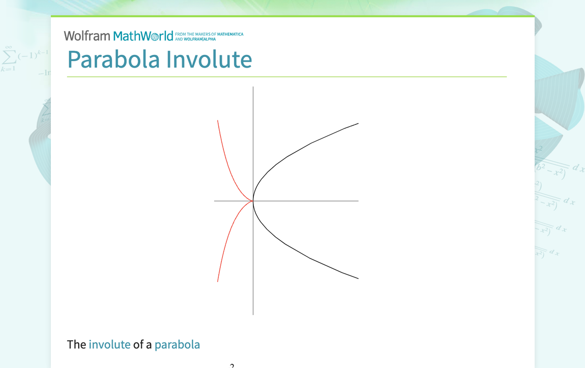 Parabola Involute -- from Wolfram MathWorld
