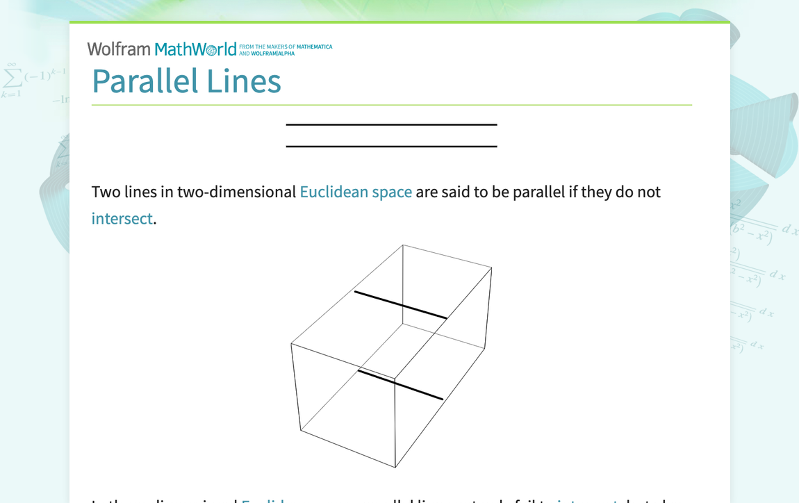 Parallel Lines -- from Wolfram MathWorld