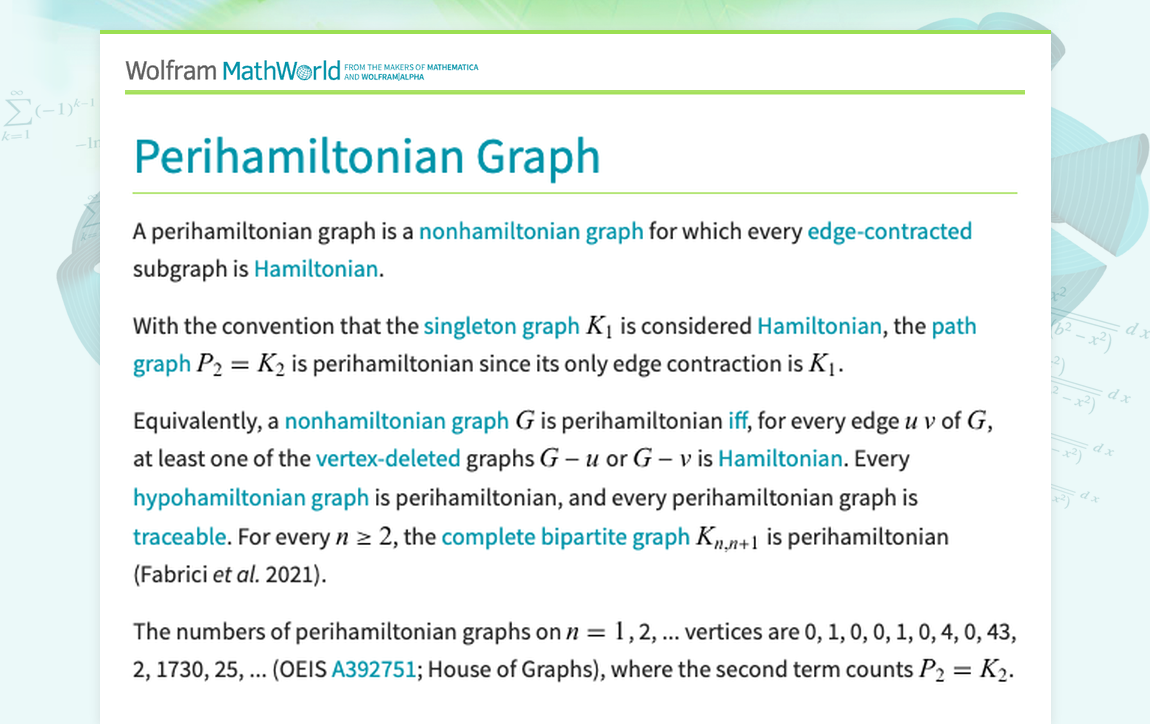 Perihamiltonian Graph -- from Wolfram MathWorld