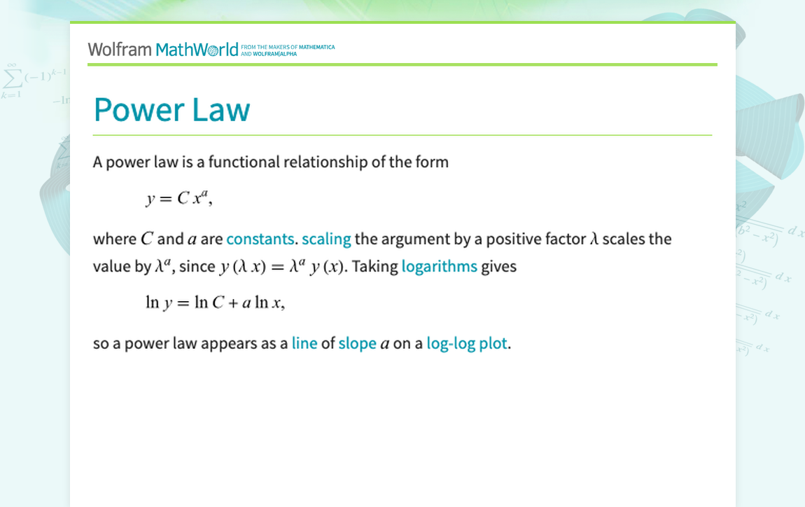 Power Law -- from Wolfram MathWorld