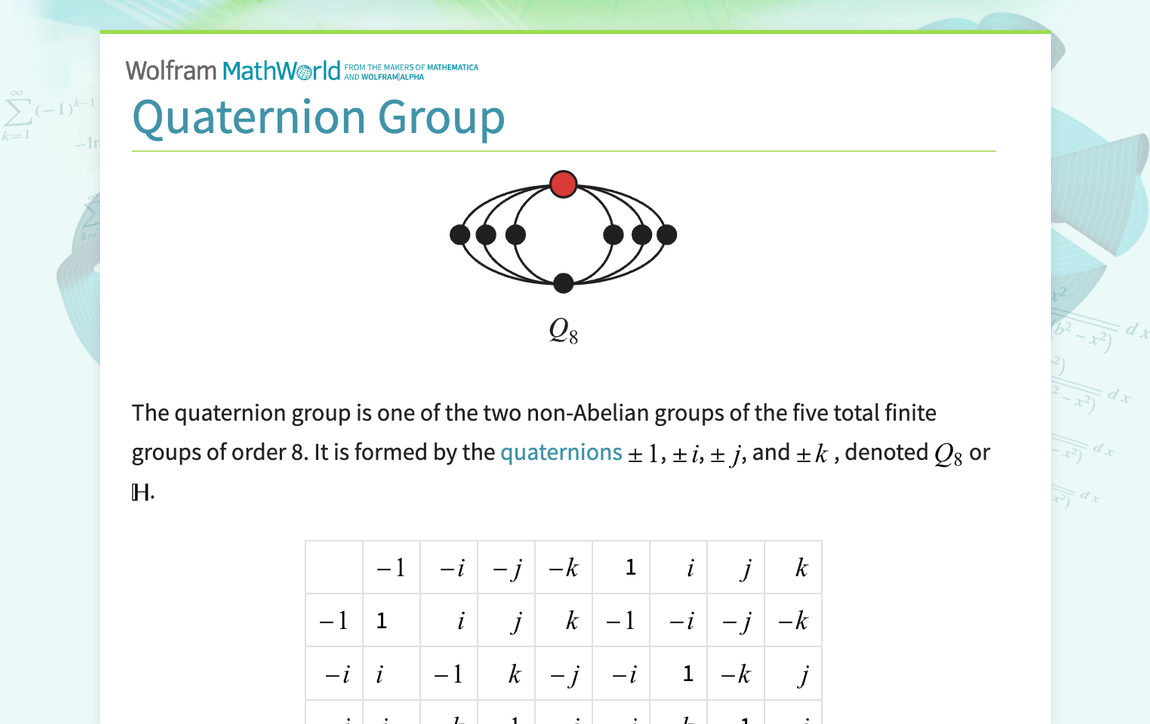 Quaternion Group -- from Wolfram MathWorld