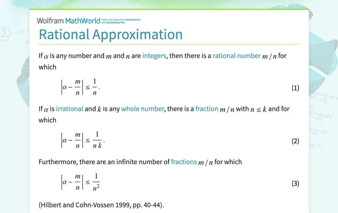 Rational Approximation -- from Wolfram MathWorld