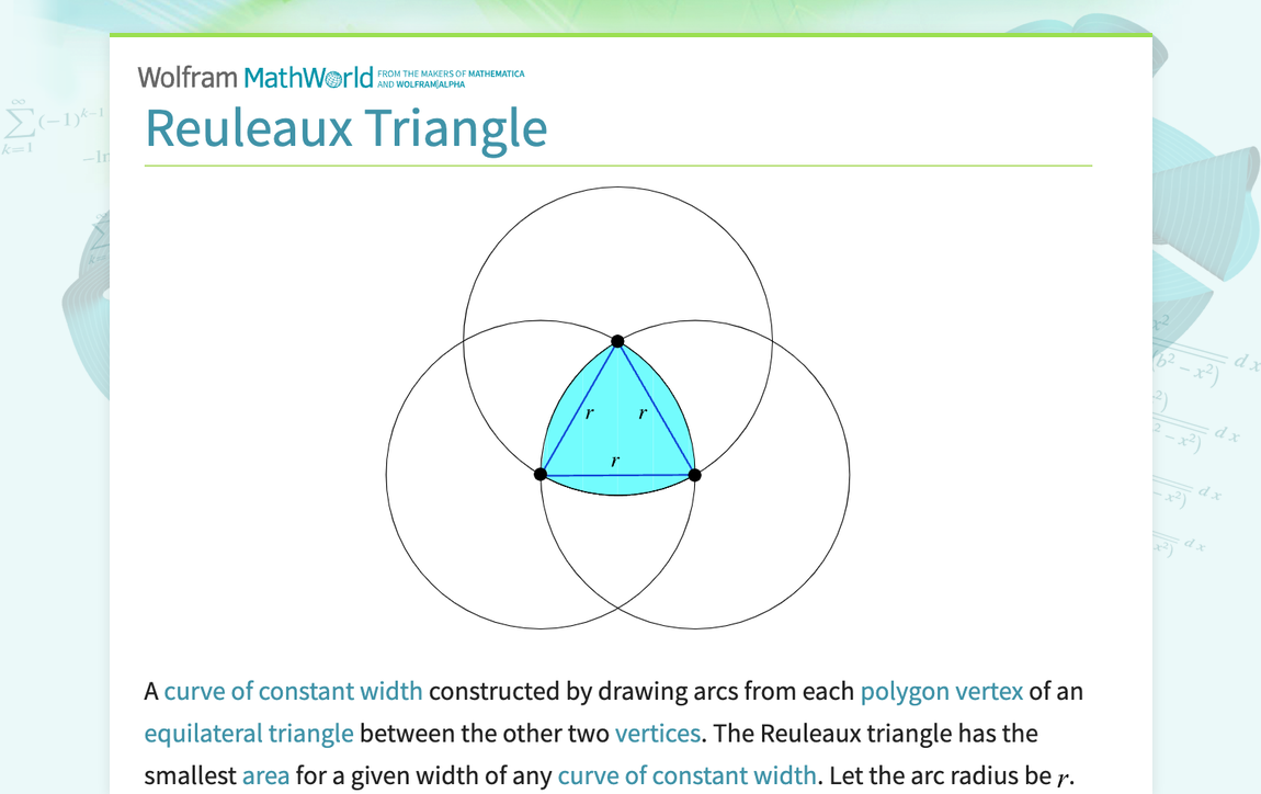 Reuleaux Triangle -- from Wolfram MathWorld