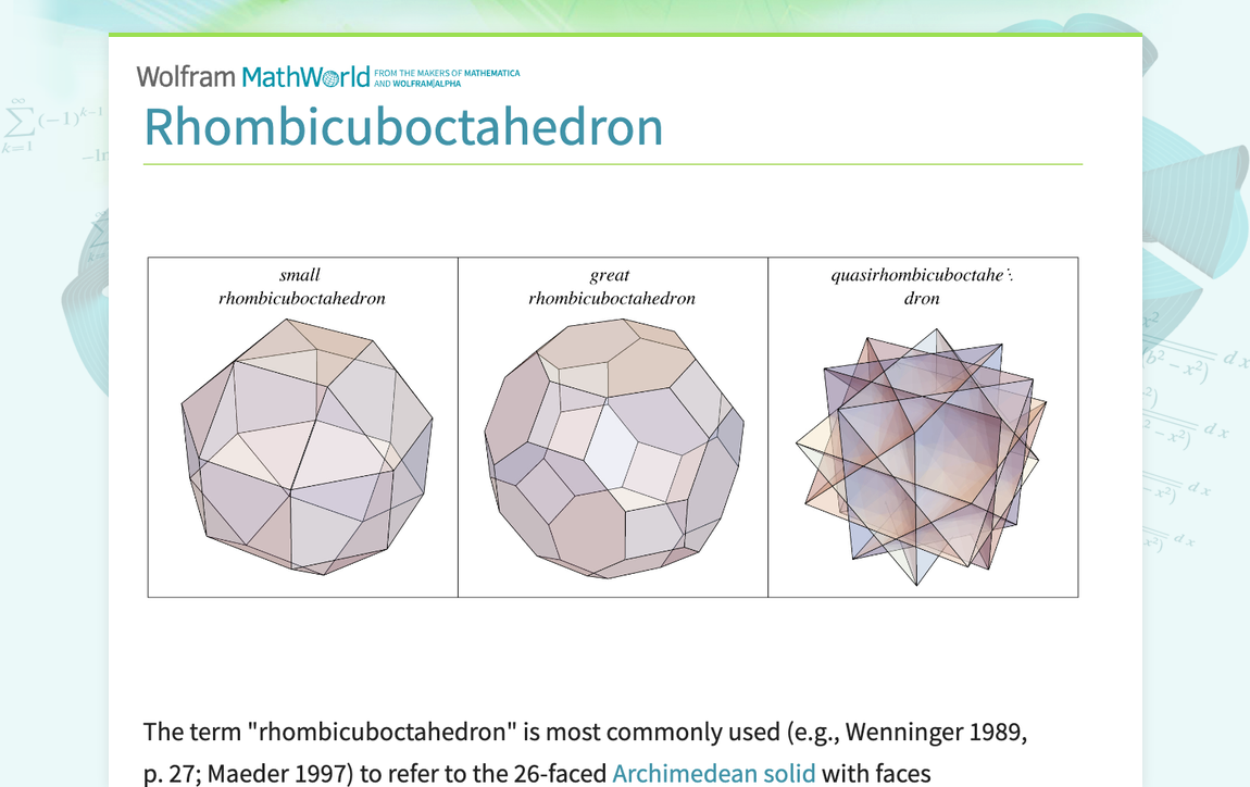 Rhombicuboctahedron -- from Wolfram MathWorld