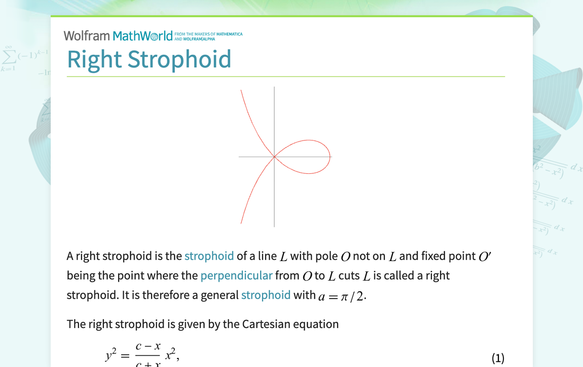 Right Strophoid -- from Wolfram MathWorld