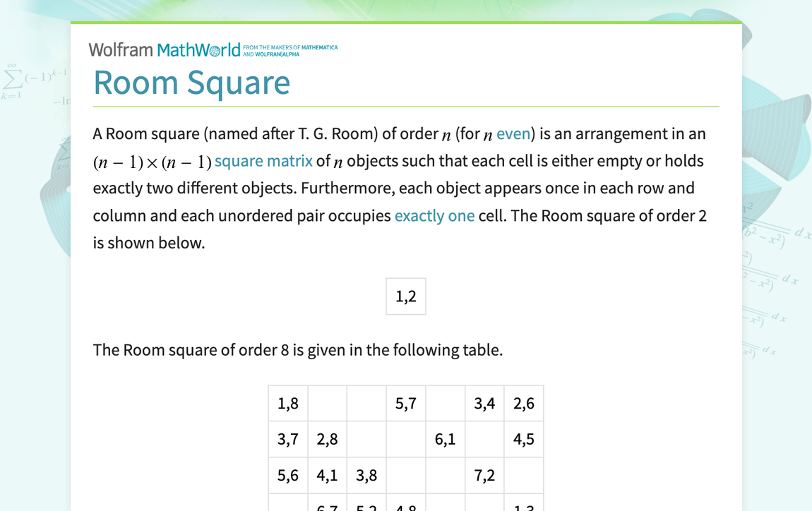 Room Square -- from Wolfram MathWorld