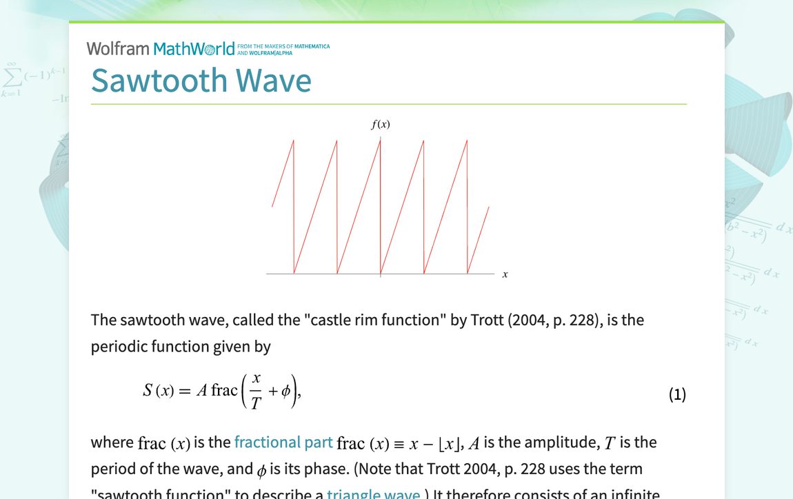 Sawtooth Wave -- from Wolfram MathWorld